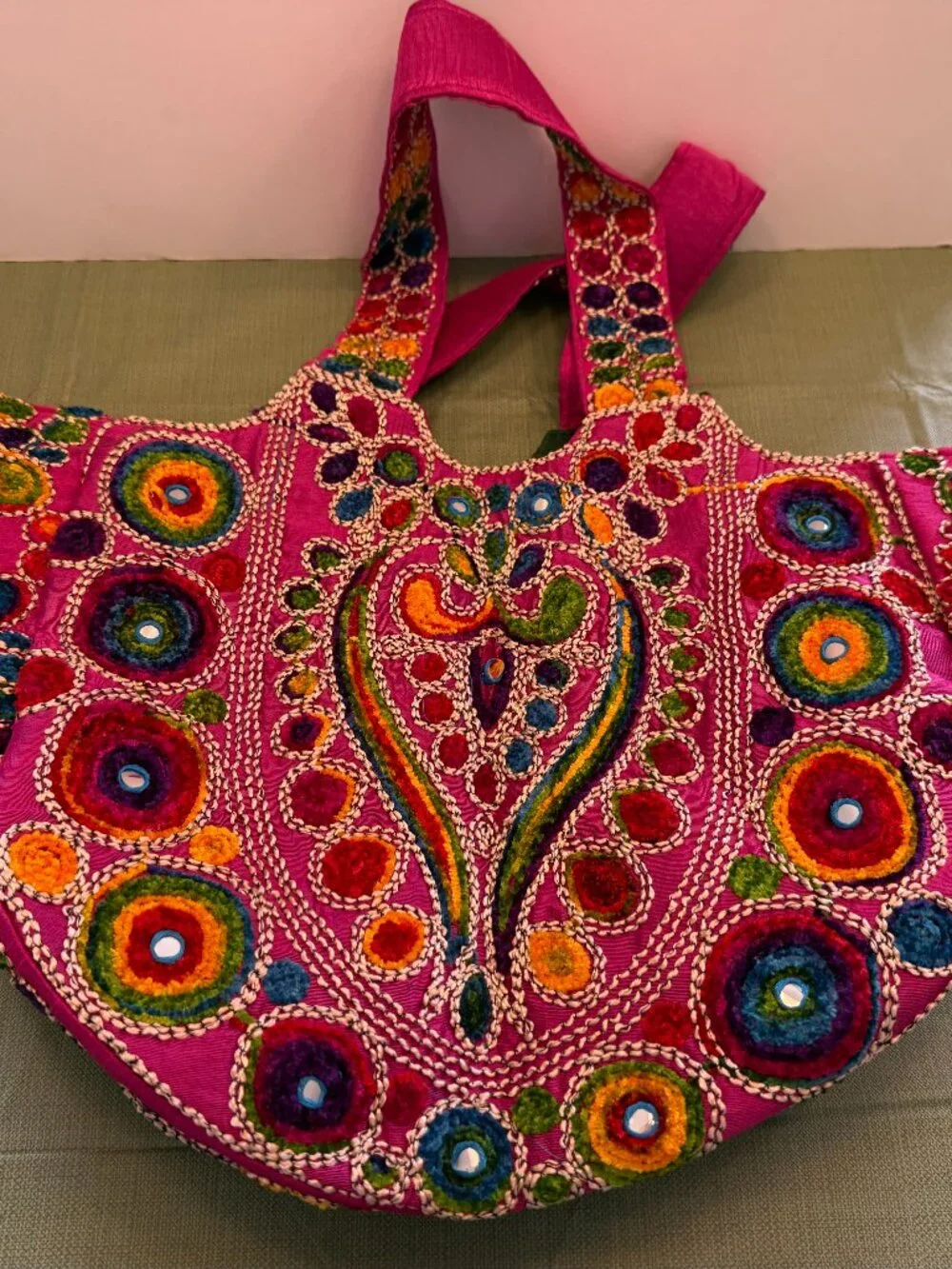 Banjara Floral Tote Bag-Boho Embroidered Shoulder Bag-Indian Purse